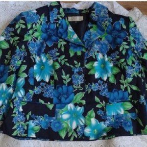 Tahari Arthur s. Levine $139 floral lined blazer jacket top Sz 40 W
